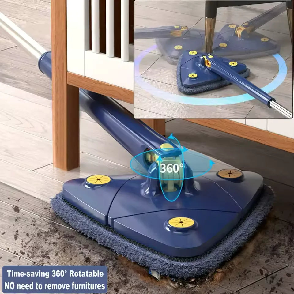 360° Rotatable Adjustable Cleaning Mop Extendable Triangle Mop with Long Handle Multifunctional Microfiber Wet and Dry Mop