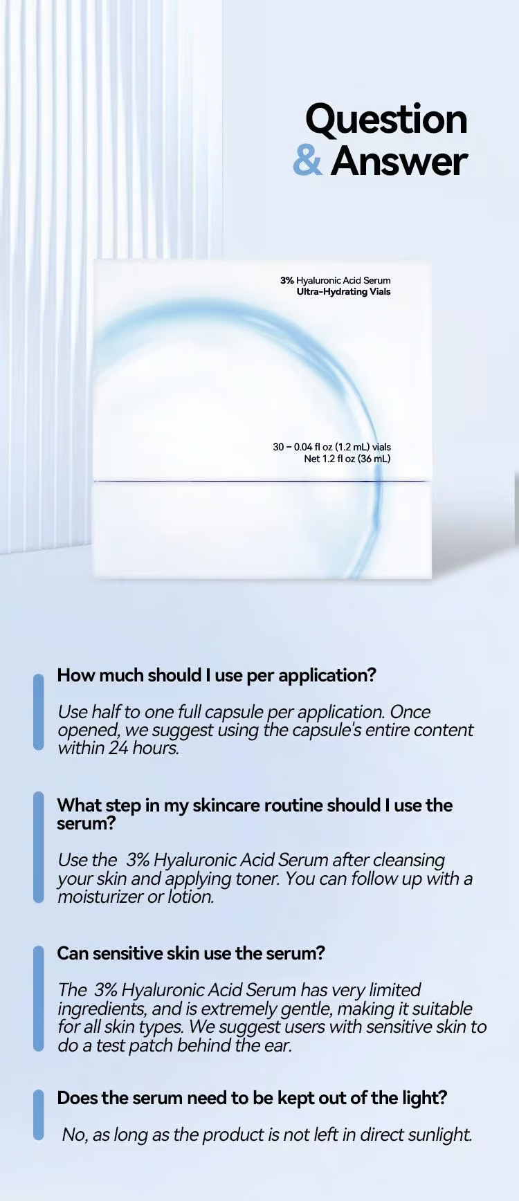 🔥Ultra-Hydrating Serum -Vegan | 3% Hyaluronic Acid Glass Skin Single-Use Vials Skincare Comfort