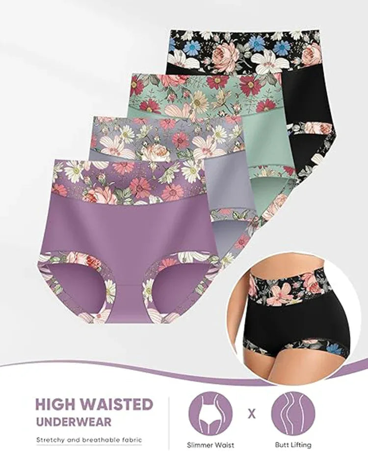 Women's High Waisted Cotton Briefs Set