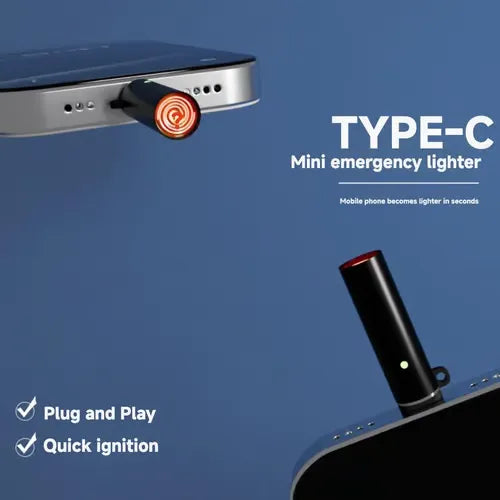 Type-C Phone Plug-In Lighter – Instant Windproof Flame in Your Pocket