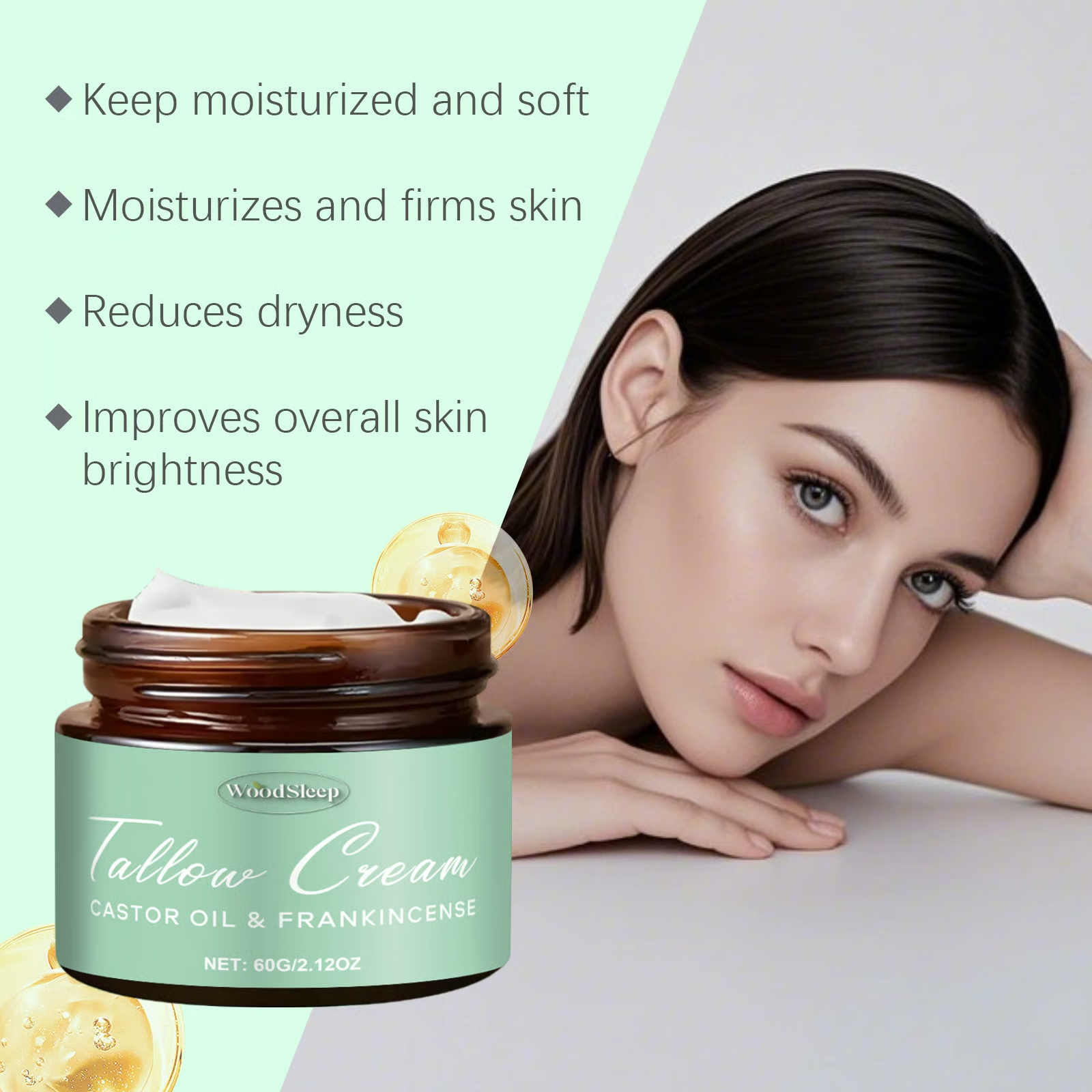 🌿 Organic Whipped Tallow Balm with Castor Oil & Frankincense for Natural Skincare & Moisturizing ✨