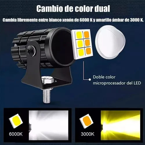 Mini LED Driving Lamps with Switch, Dual Color High Luminance Spotlight for Trucks
