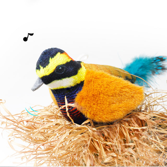 Plush Hanging Bird Cat Toy: Chirping, Feathered Fun to Relieve Boredom!