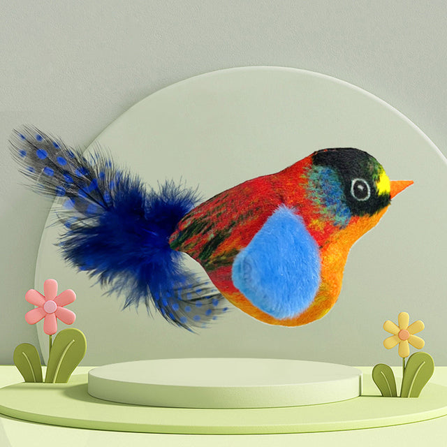 Plush Hanging Bird Cat Toy: Chirping, Feathered Fun to Relieve Boredom!