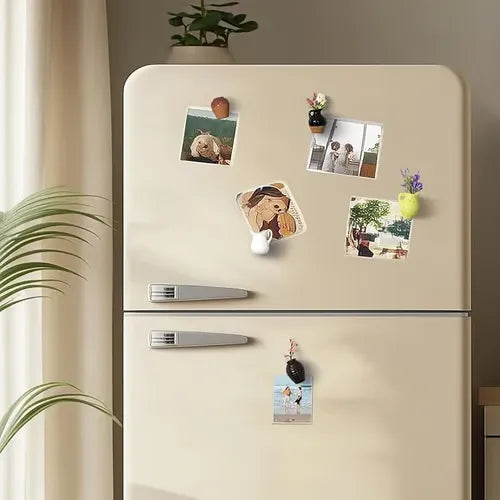 Cute Plant Ceramic Vase Fridge Magnets