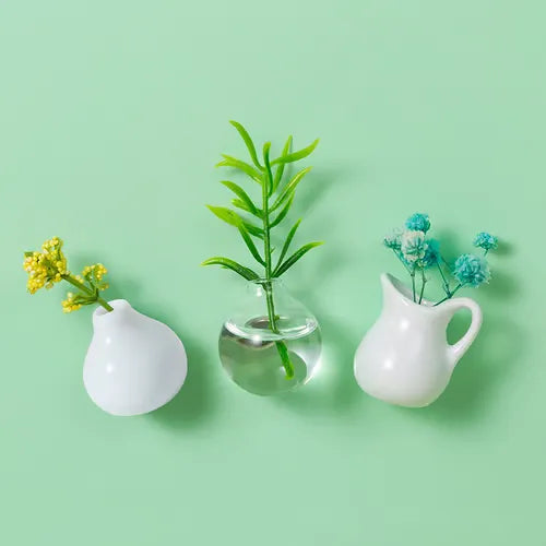 Cute Plant Ceramic Vase Fridge Magnets