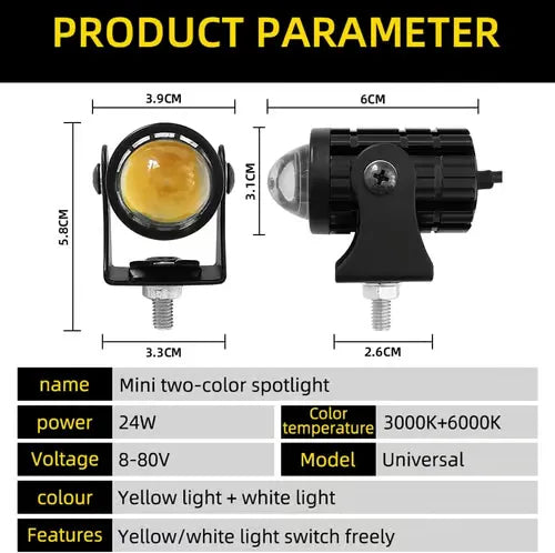 Mini LED Driving Lamps with Switch, Dual Color High Luminance Spotlight for Trucks