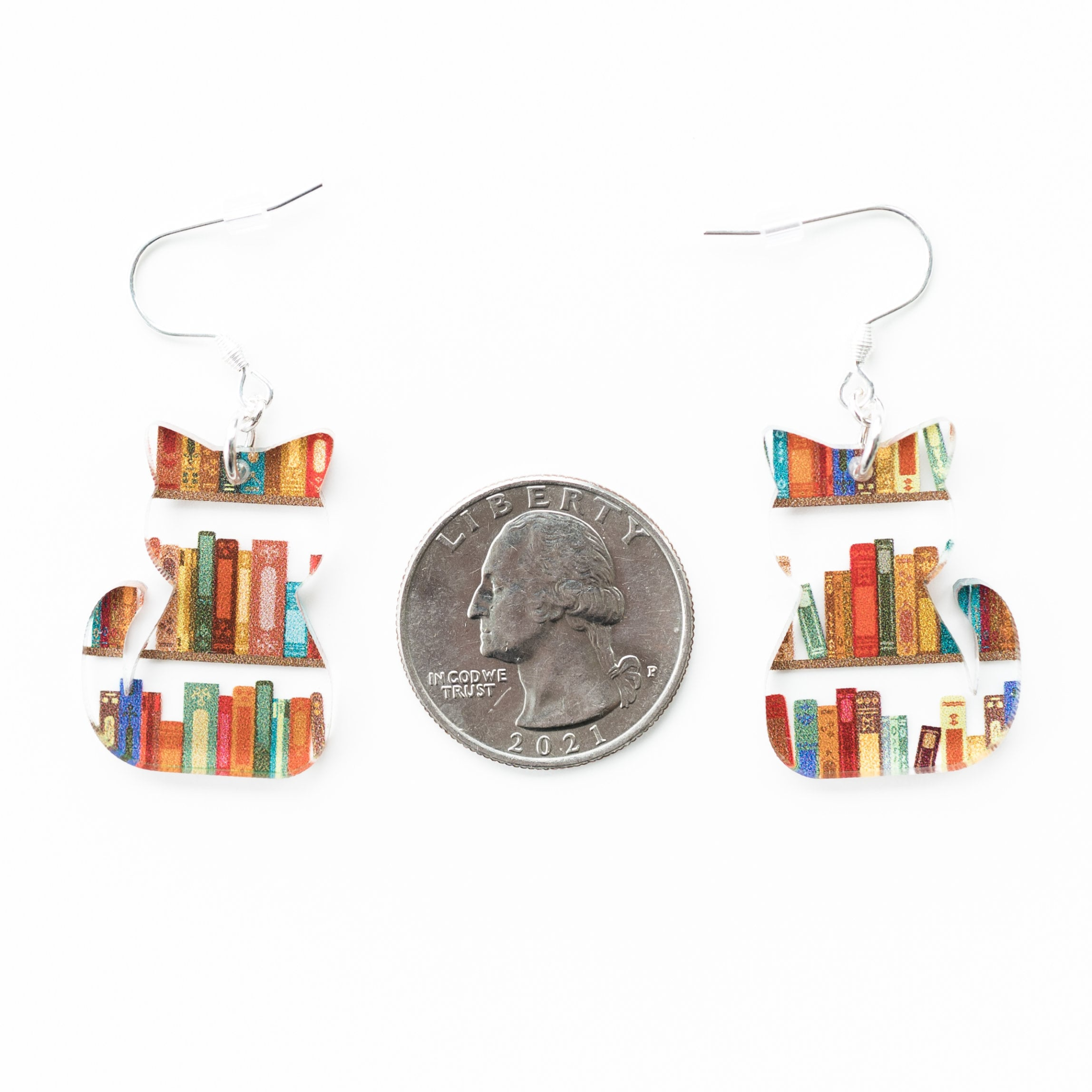 Cat Earrings With Books