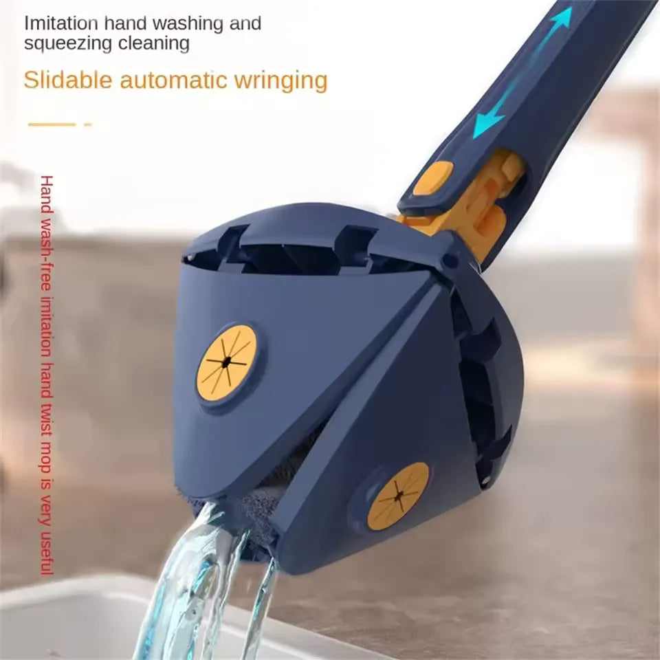 360° Rotatable Adjustable Cleaning Mop Extendable Triangle Mop with Long Handle Multifunctional Microfiber Wet and Dry Mop