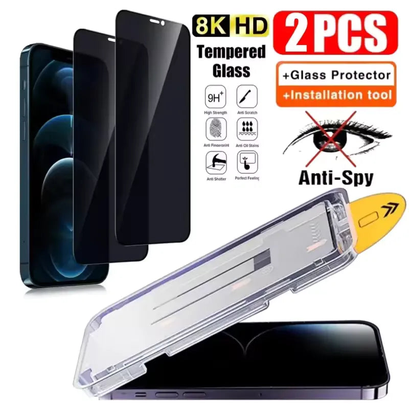 1/2Pcs Privacy Tempered Glass Screen Protector