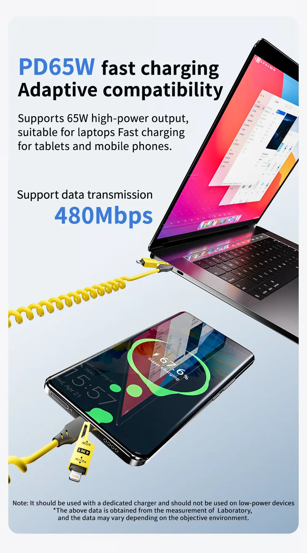 4 in 1 Spring Fast Charging Cable
