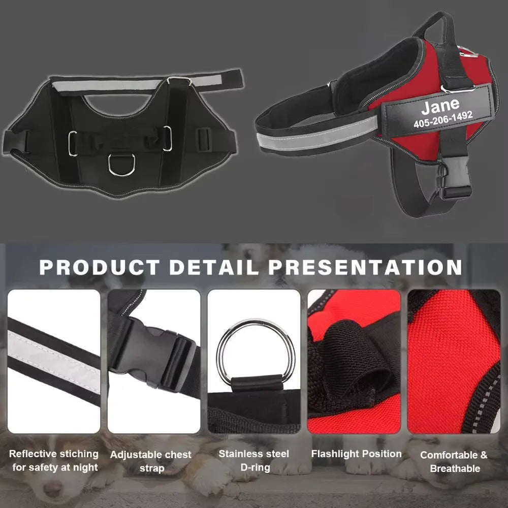 Dog Harness Adjustable Pet Vest Reflective Breathable Outdoor Walking
