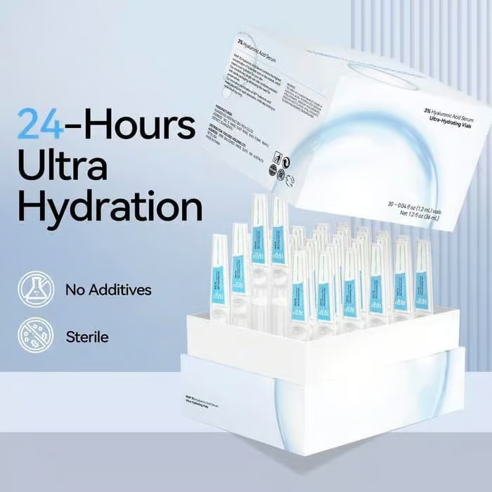 🔥Ultra-Hydrating Serum -Vegan | 3% Hyaluronic Acid Glass Skin Single-Use Vials Skincare Comfort