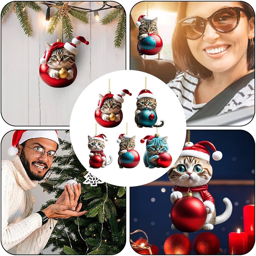 🔥 Hot Sale - Christmas Tree Cat Ornaments ✨ Hanging Cat Decorations