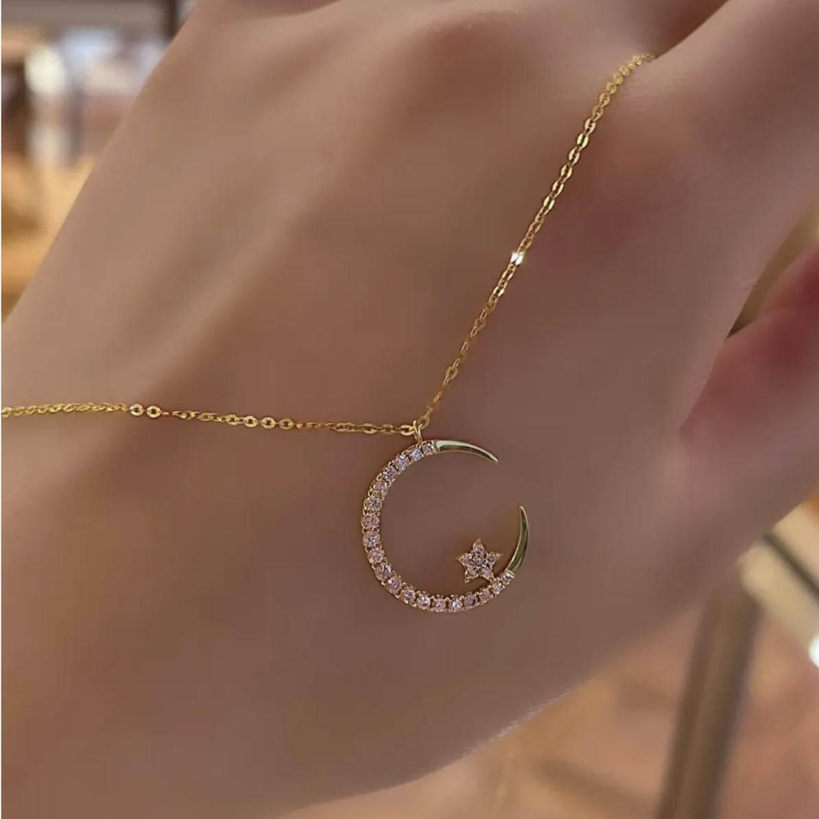 💕Sparkling Nights: 🌙✨Moon Star Necklace