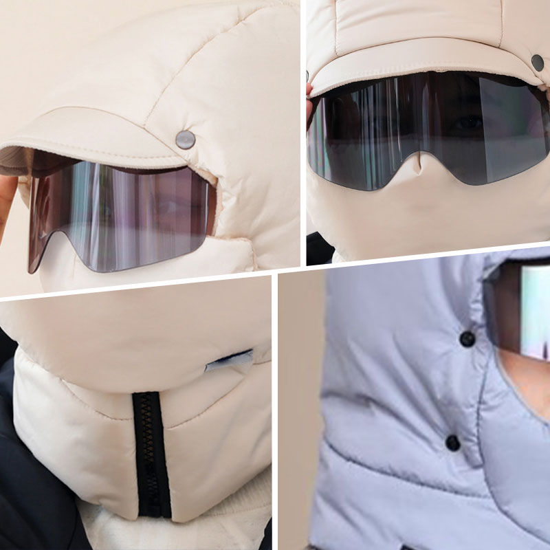 Windproof Outdoor Trapper Hat with Glasses